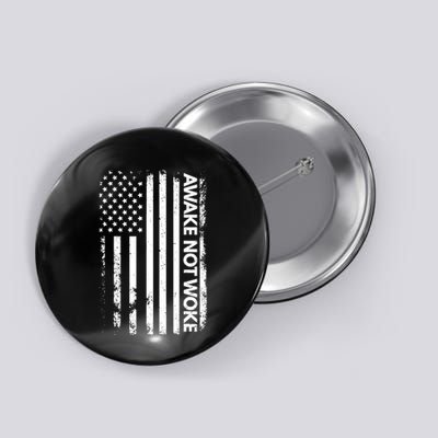 Awake Not Woke American Flag Free Speech Button