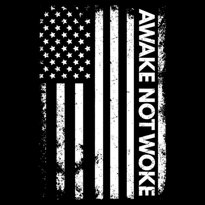 Awake Not Woke American Flag Free Speech Flat Bill Trucker Hat