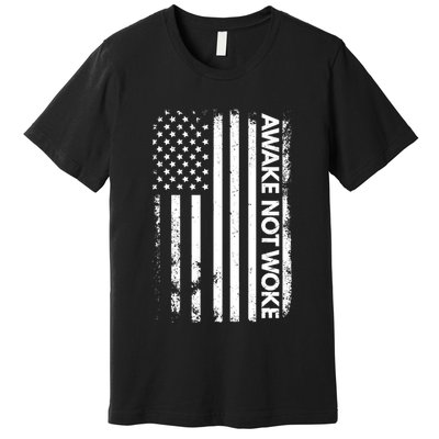 Awake Not Woke American Flag Free Speech Premium T-Shirt