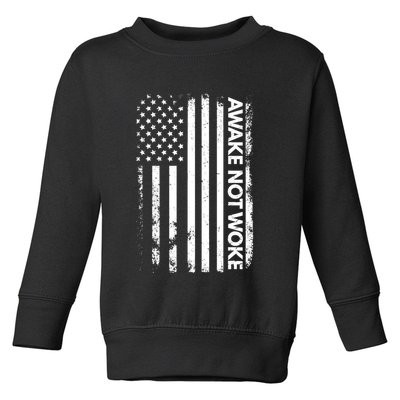 Awake Not Woke American Flag Free Speech Toddler Sweatshirt