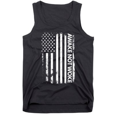 Awake Not Woke American Flag Free Speech Tank Top