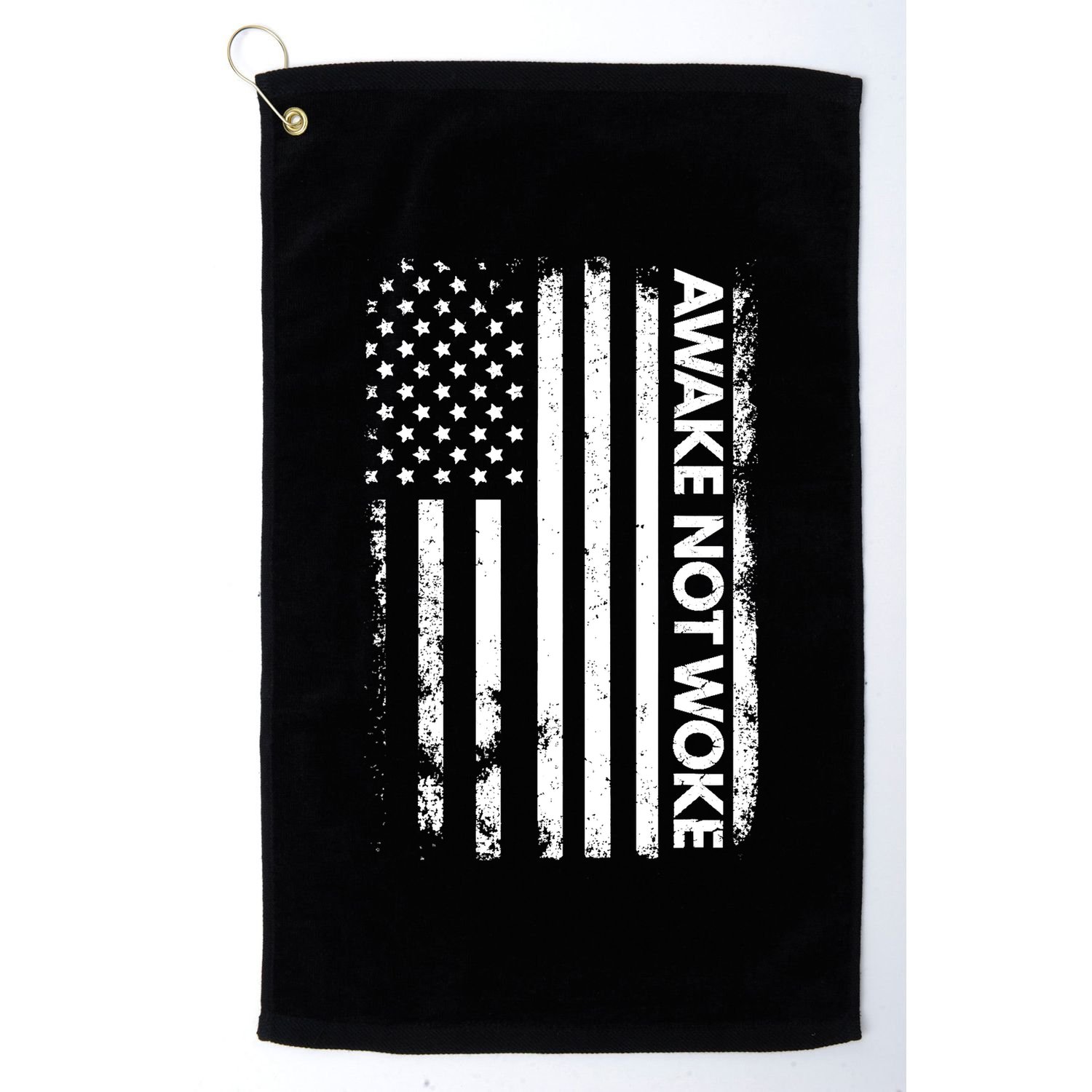 Awake Not Woke American Flag Free Speech Golf Towel