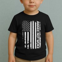 Awake Not Woke American Flag Free Speech Toddler T-Shirt