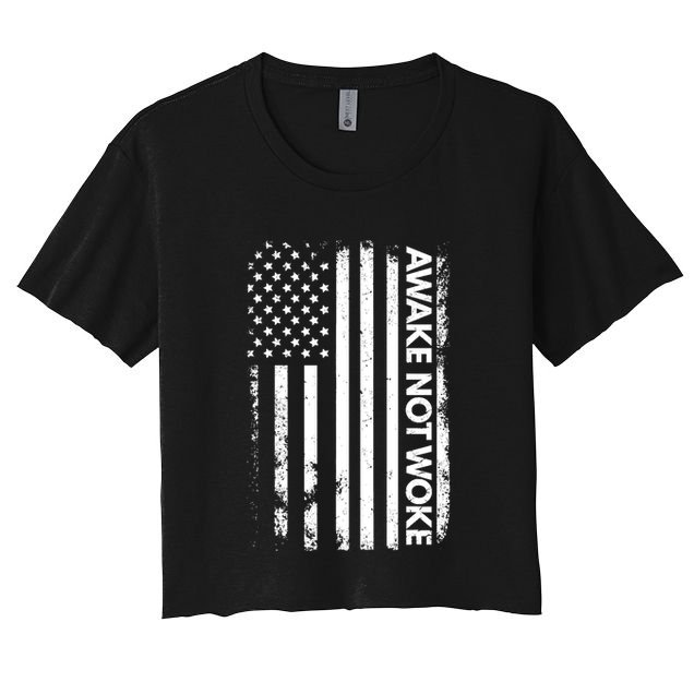 Awake Not Woke American Flag Free Speech Crop Top