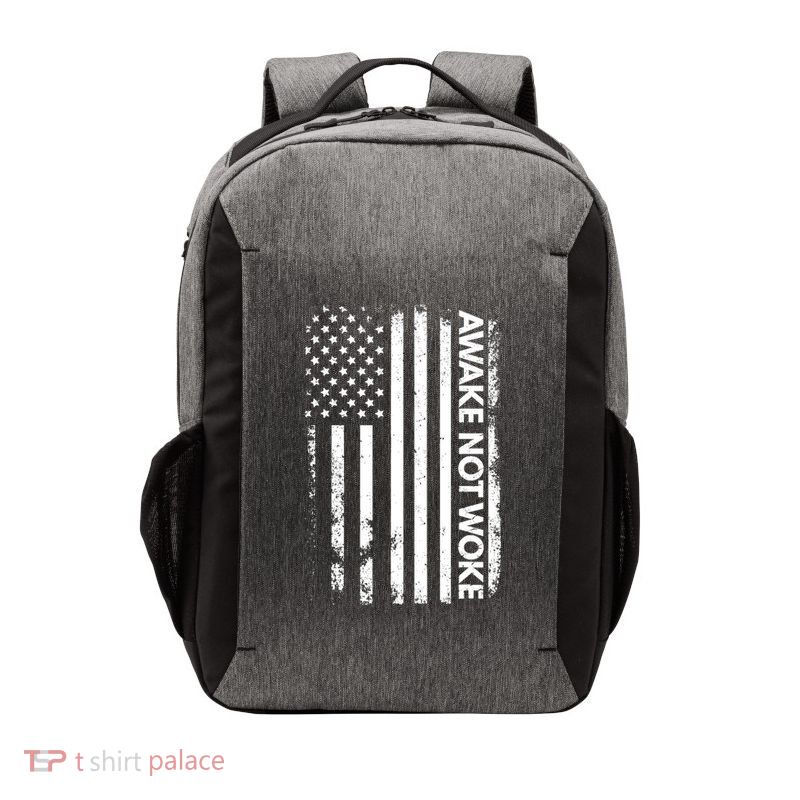 Awake Not Woke American Flag Free Speech Vector Backpack