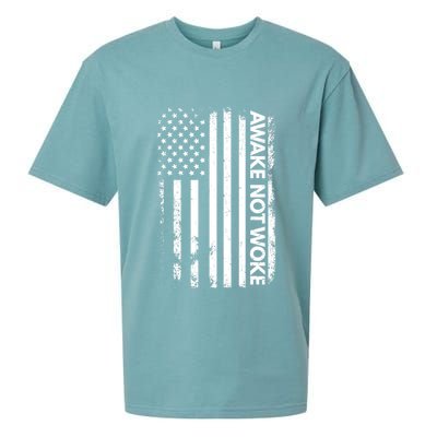 Awake Not Woke American Flag Free Speech Sueded Cloud Jersey T-Shirt