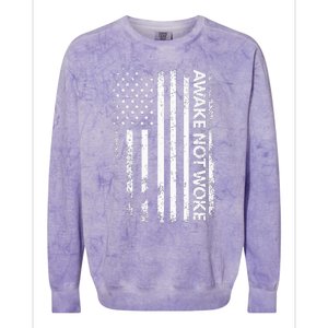 Awake Not Woke American Flag Free Speech Colorblast Crewneck Sweatshirt