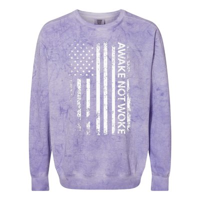 Awake Not Woke American Flag Free Speech Colorblast Crewneck Sweatshirt