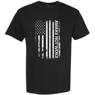 Awake Not Woke American Flag Free Speech Garment-Dyed Heavyweight T-Shirt