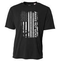 Awake Not Woke American Flag Free Speech Cooling Performance Crew T-Shirt