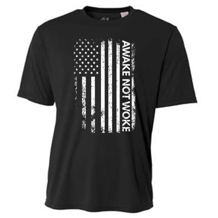 Awake Not Woke American Flag Free Speech Cooling Performance Crew T-Shirt