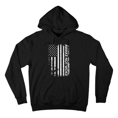 Awake Not Woke American Flag Free Speech Hoodie