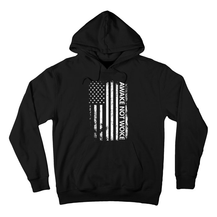 Awake Not Woke American Flag Free Speech Hoodie