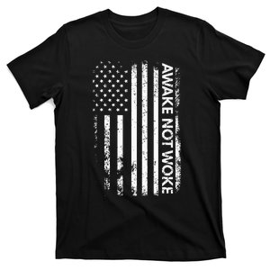 Awake Not Woke American Flag Free Speech T-Shirt