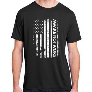 Awake Not Woke American Flag Free Speech Adult ChromaSoft Performance T-Shirt