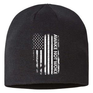 Awake Not Woke American Flag Free Speech Sustainable Beanie