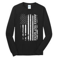 Awake Not Woke American Flag Free Speech Tall Long Sleeve T-Shirt