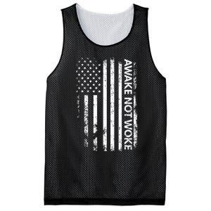 Awake Not Woke American Flag Free Speech Mesh Reversible Basketball Jersey Tank