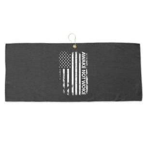 Awake Not Woke American Flag Free Speech Large Microfiber Waffle Golf Towel