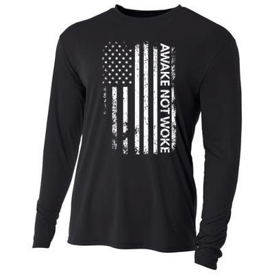 Awake Not Woke American Flag Free Speech Cooling Performance Long Sleeve Crew