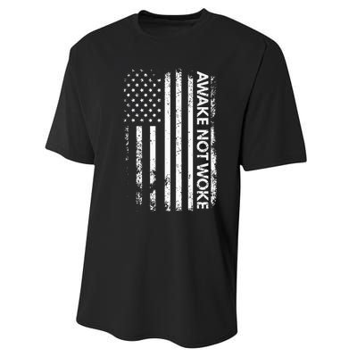 Awake Not Woke American Flag Free Speech Performance Sprint T-Shirt