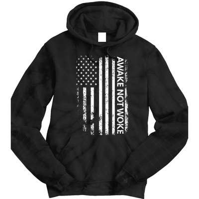 Awake Not Woke American Flag Free Speech Tie Dye Hoodie