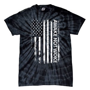 Awake Not Woke American Flag Free Speech Tie-Dye T-Shirt