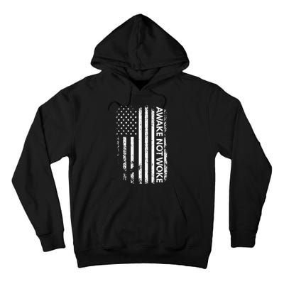 Awake Not Woke American Flag Free Speech Tall Hoodie