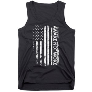 Awake Not Woke American Flag Free Speech Tank Top