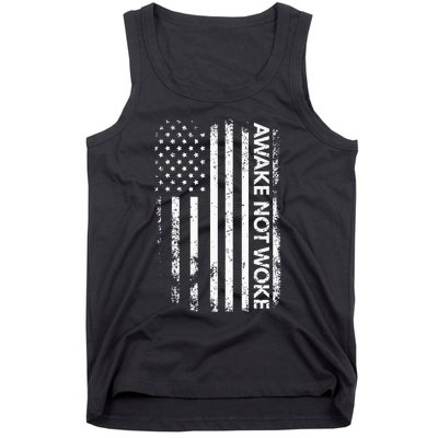 Awake Not Woke American Flag Free Speech Tank Top