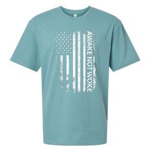 Awake Not Woke American Flag Free Speech Sueded Cloud Jersey T-Shirt