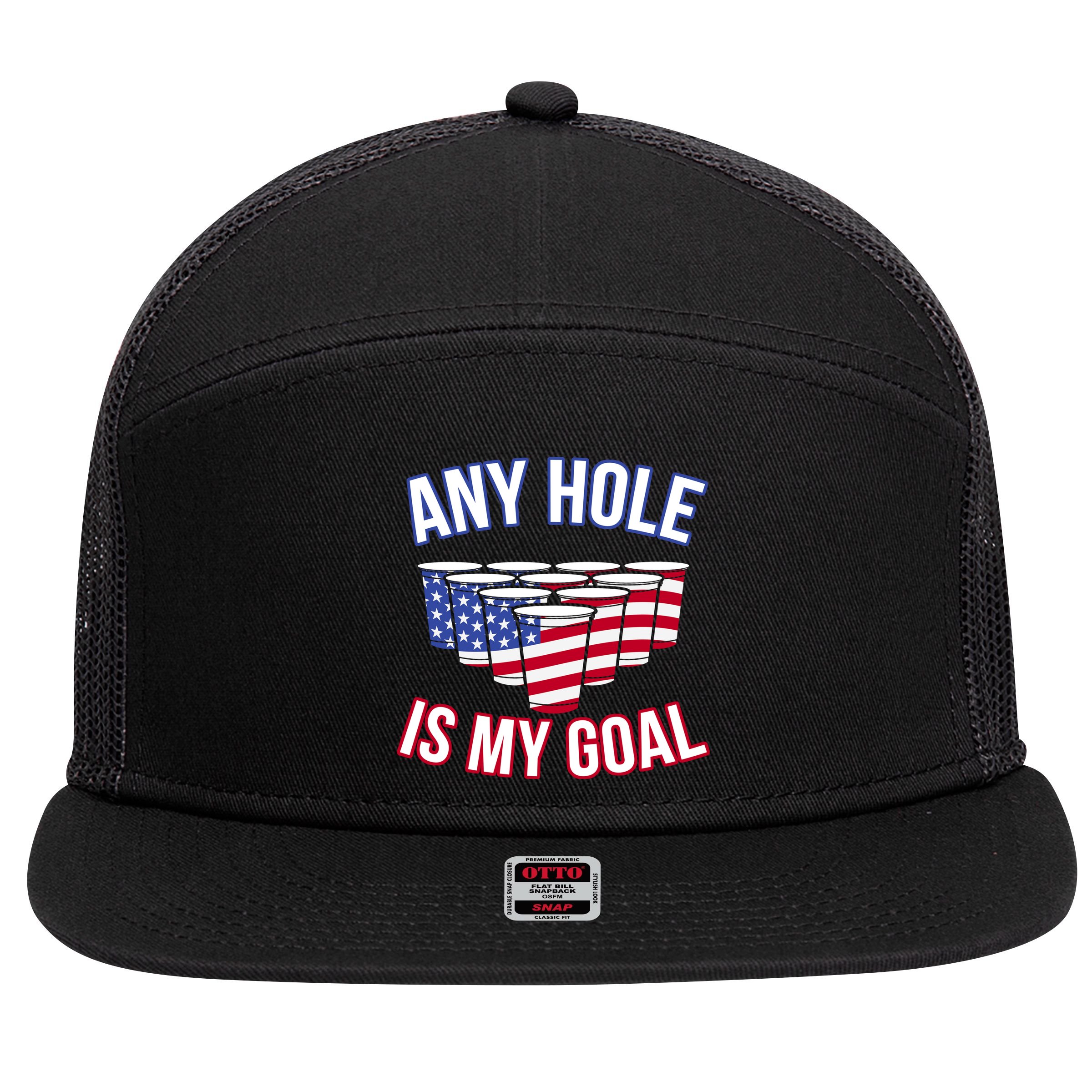 Any Goal Is A Hole USA Beer Bong Party 7 Panel Mesh Trucker Snapback Hat