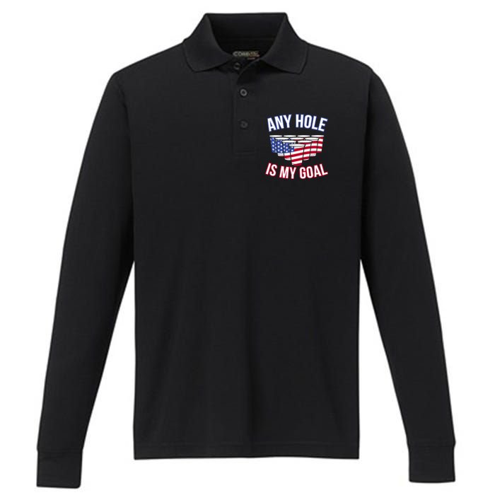 Any Goal Is A Hole USA Beer Bong Party Performance Long Sleeve Polo