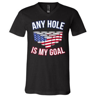 Any Goal Is A Hole USA Beer Bong Party V-Neck T-Shirt