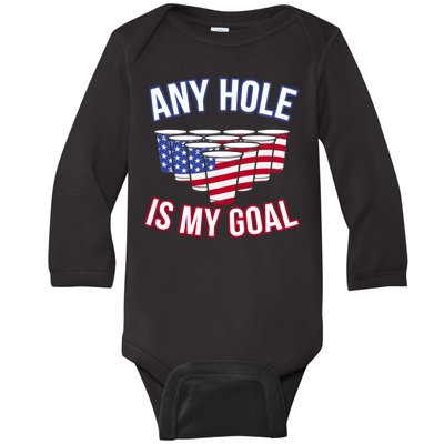 Any Goal Is A Hole USA Beer Bong Party Baby Long Sleeve Bodysuit