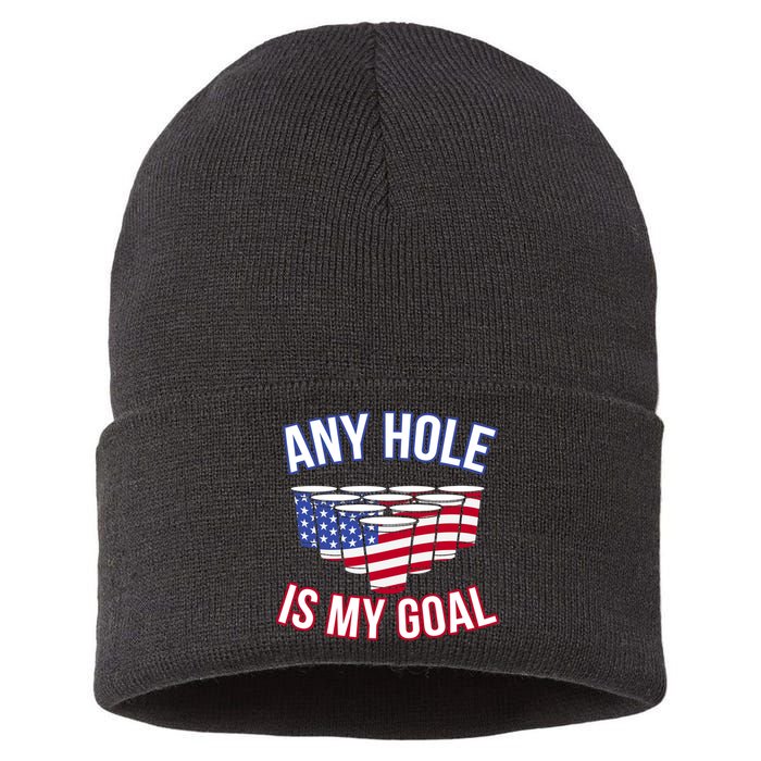 Any Goal Is A Hole USA Beer Bong Party Sustainable Knit Beanie