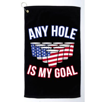 Any Goal Is A Hole USA Beer Bong Party Golf Towel