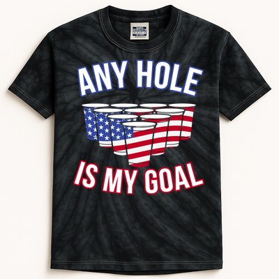 Any Goal Is A Hole USA Beer Bong Party Kids Tie-Dye T-Shirt