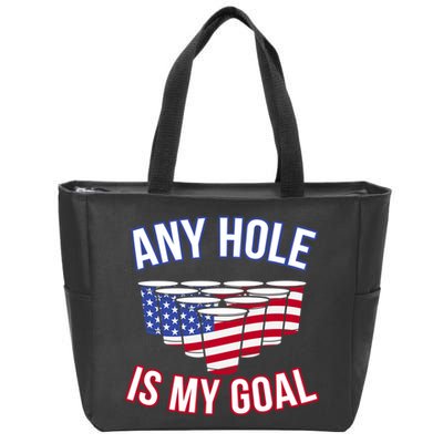 Any Goal Is A Hole USA Beer Bong Party Zip Tote Bag