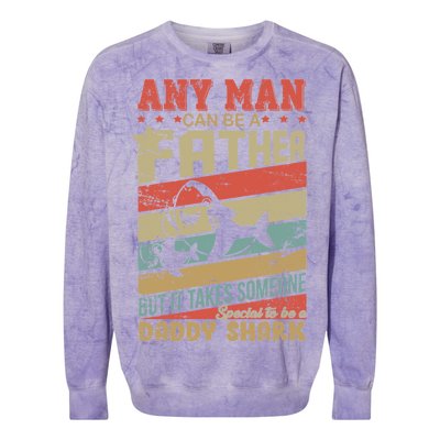 Any Man Can Be A Father Daddy Shark Colorblast Crewneck Sweatshirt