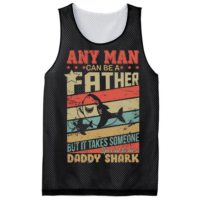 Any Man Can Be A Father Daddy Shark Mesh Reversible Basketball Jersey Tank