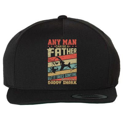 Any Man Can Be A Father Daddy Shark Wool Snapback Cap