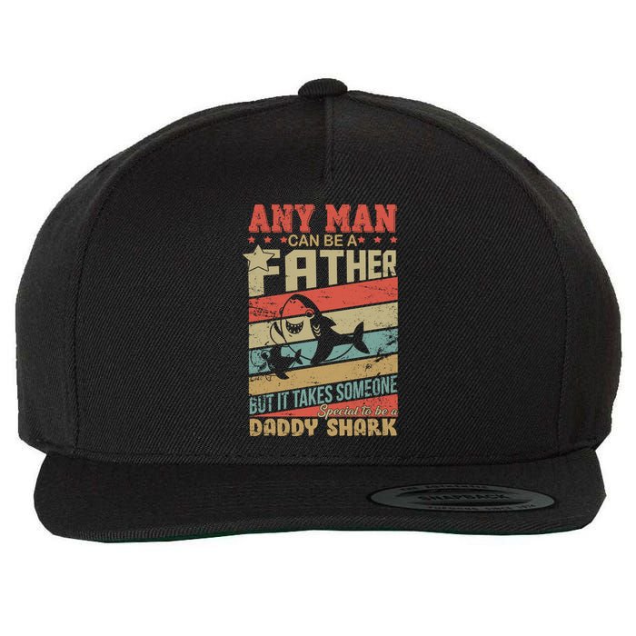 Any Man Can Be A Father Daddy Shark Wool Snapback Cap