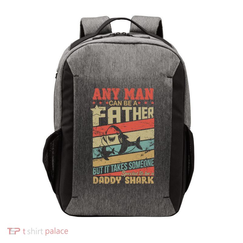 Any Man Can Be A Father Daddy Shark Vector Backpack
