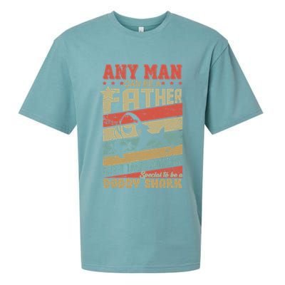 Any Man Can Be A Father Daddy Shark Sueded Cloud Jersey T-Shirt