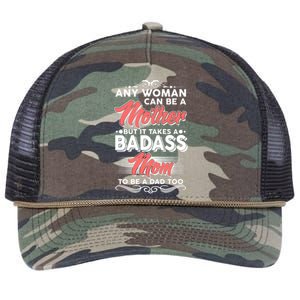 Any Woman Can Be A Mother But Takes A Badass Mom To Be A Dad Retro Rope Trucker Hat Cap