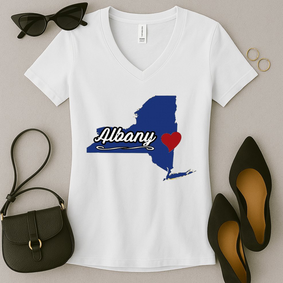 ALBANY New York NY State USA Cute Souvenir City Women's V-Neck T-Shirt