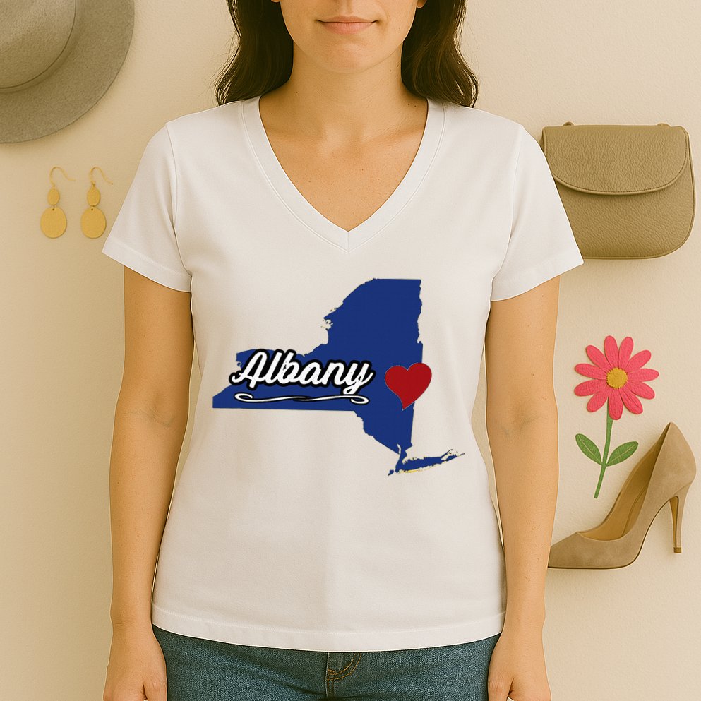 ALBANY New York NY State USA Cute Souvenir City Women's V-Neck T-Shirt