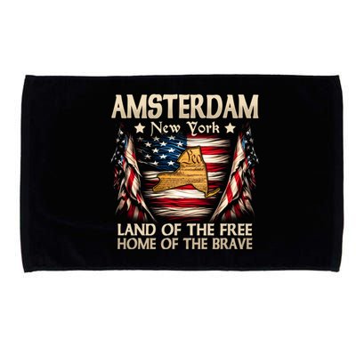 Amsterdam New York Usa Flag 4th Of July Gift Microfiber Hand Towel