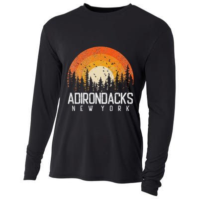 Adirondacks New York Ny Retro Vintage 70s 80s 90s Gift Cooling Performance Long Sleeve Crew